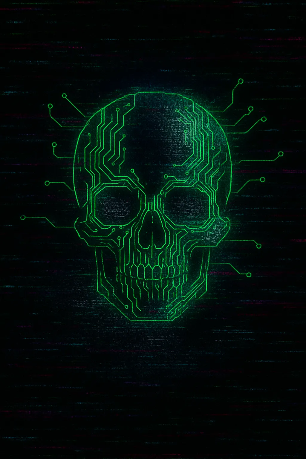Green circuit skull brand ident