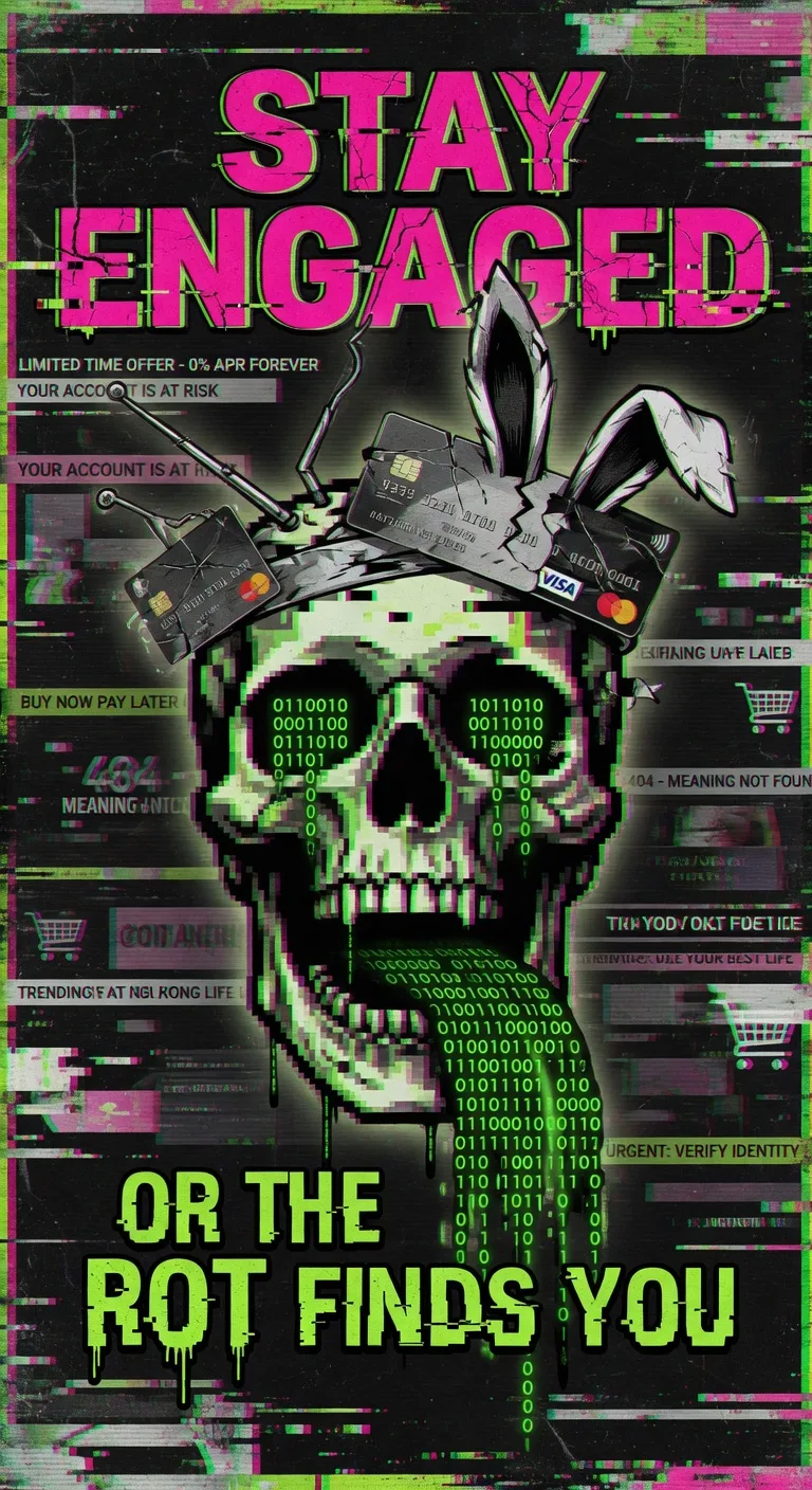 Stay Engaged or the Rot finds you - skull propaganda poster